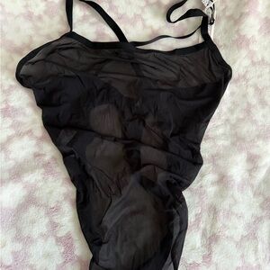 Aerie Smoothez Black Mesh Bodysuit